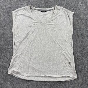 LL Bean S Pet V Neck T Shirt Top Gray Short Sleeve Modal 513638 Women's